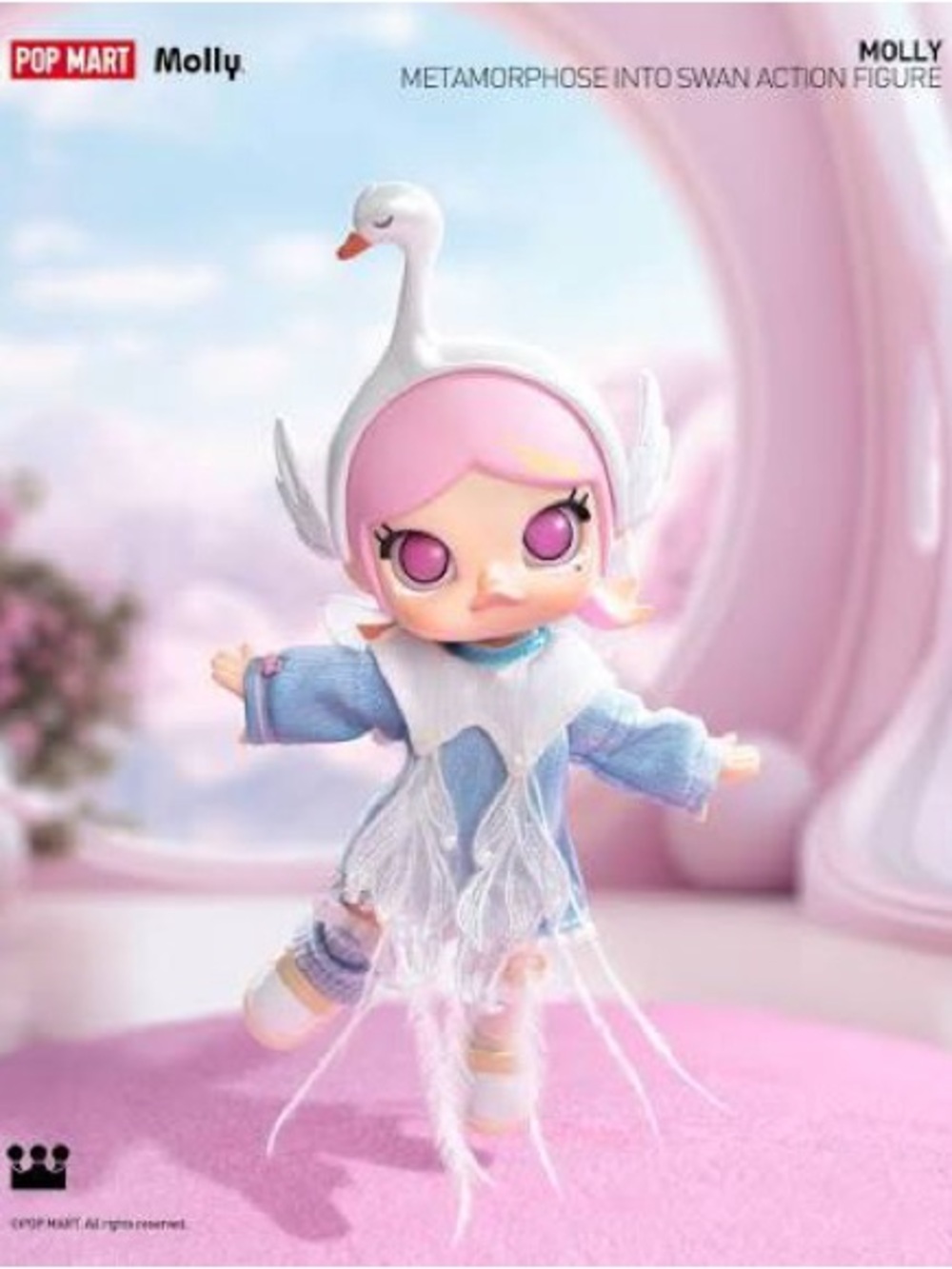 New Pop Mart Molly Metamorphose Into Swan Pink & Blue Action Vinyl Figure